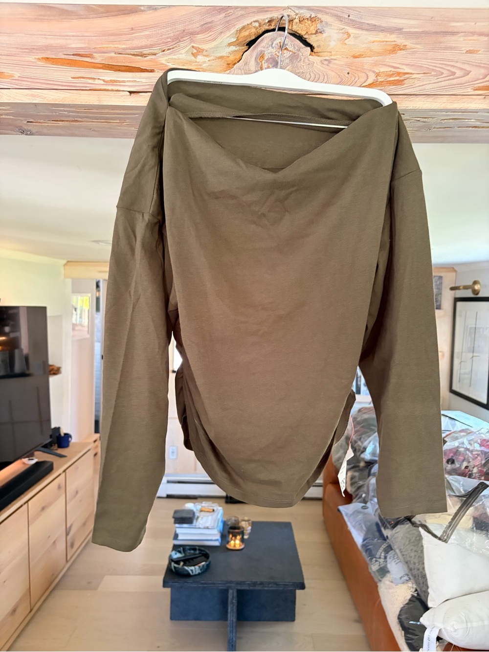 ASOS Olive Green Draped Long-Sleeve Top large